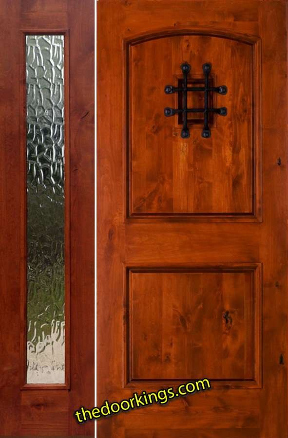 sw76 knotty alder wood door with one flemish sidelite
